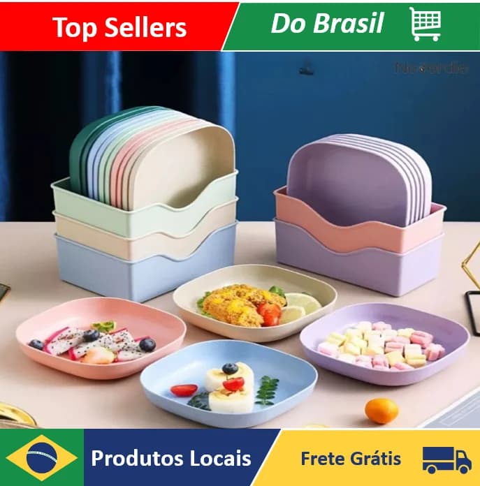 Kit Conjunto 10 Pratos Com Base Plásticos Duros Reutilizaveis - Neverdie Store