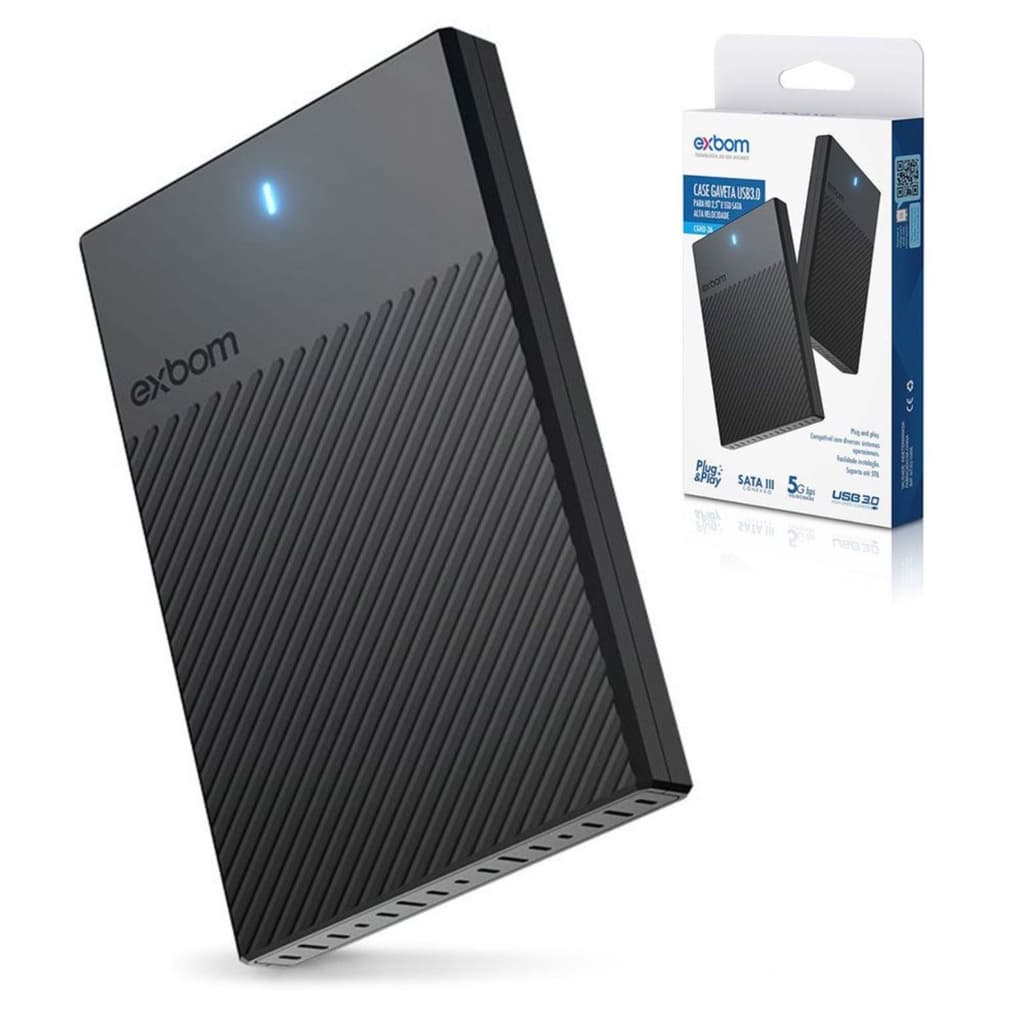 Case para HD/SSD 2.5 polegadas SATA III USB3.0 EXBOM CGHD-36