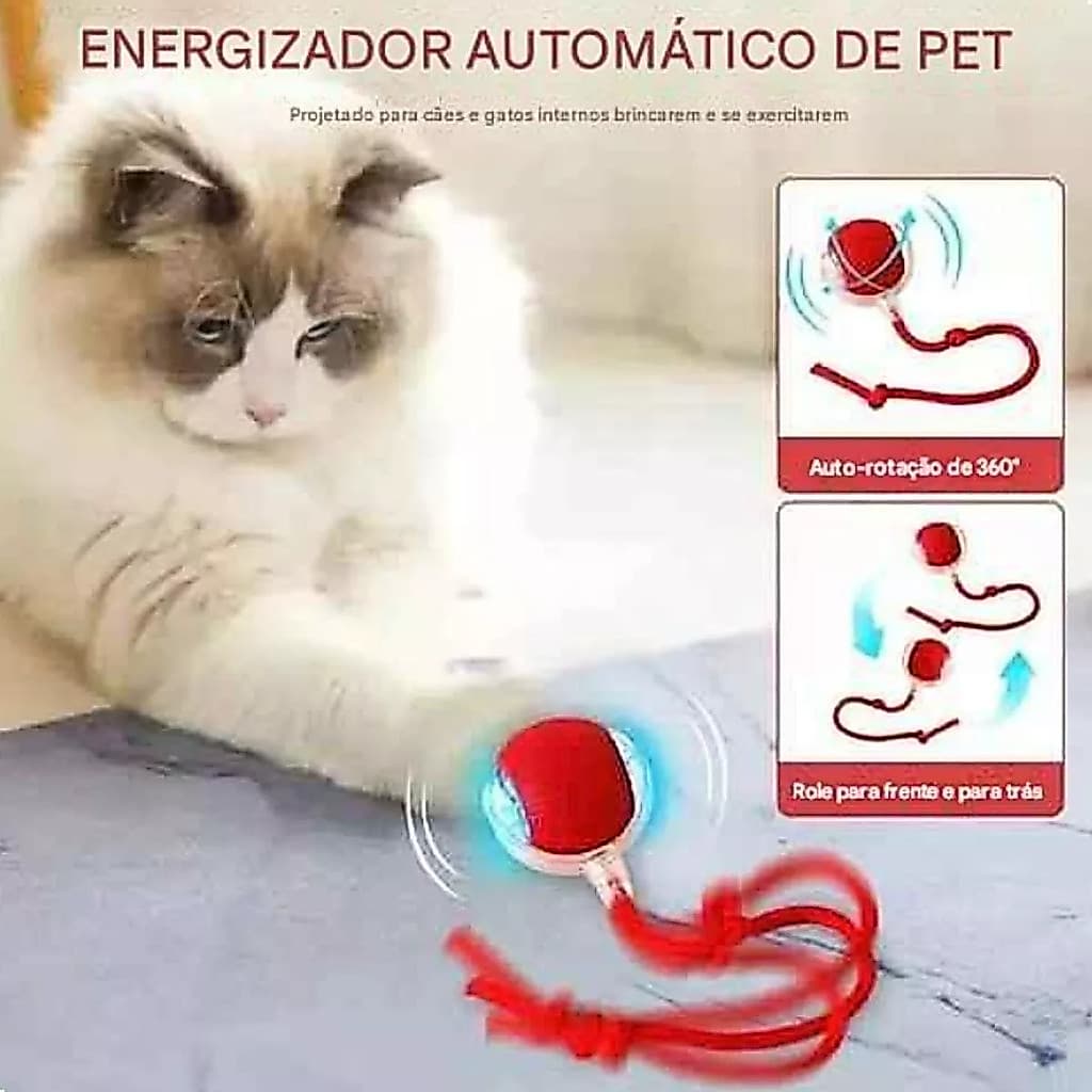 Brinquedo Inteligente para Gatos | Bola Automática com Cauda Falsa | Recarregável Elétrico