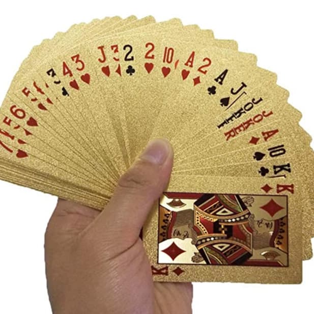 KIT 2 Baralho Conjunto Cartão de Jogo Dourado 24k Prova D'água