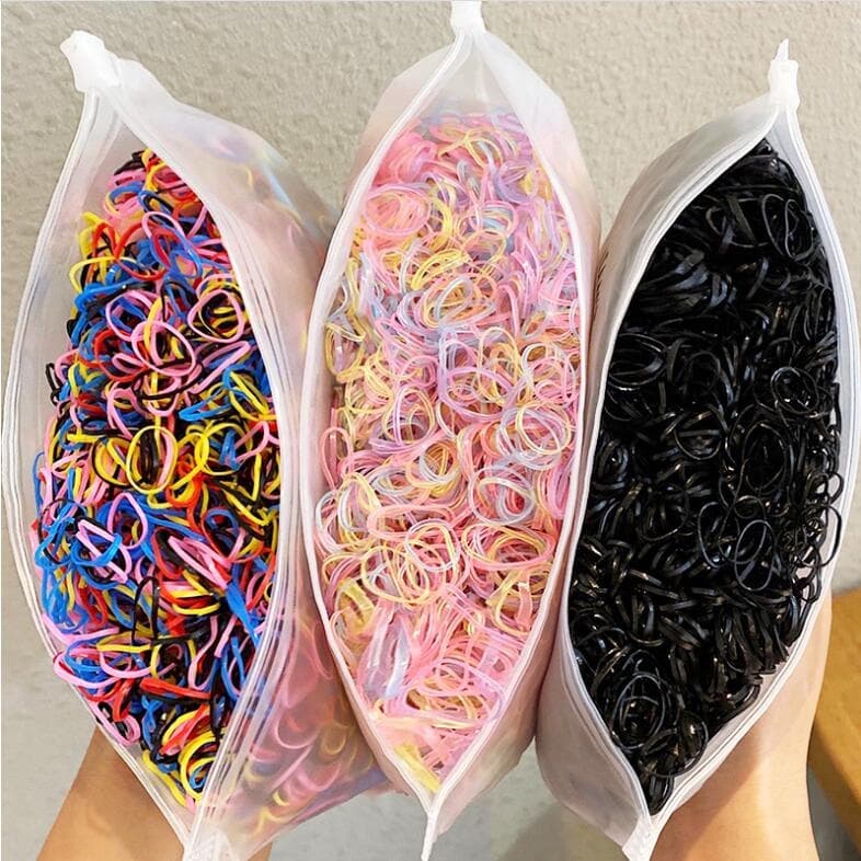 Kit 2000 Peças Bolsa Elástico De Cabelo Feminino Descartável Multicolorido
