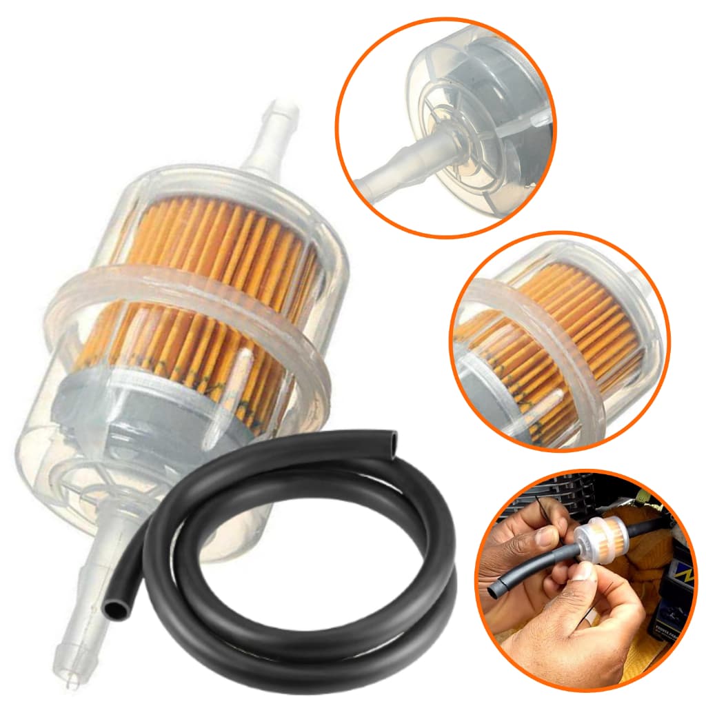 Filtro Combustível Gasolina Motos Carburadas + Mangueira Universal Cg Titan Fan 125 150 Ybr Factor