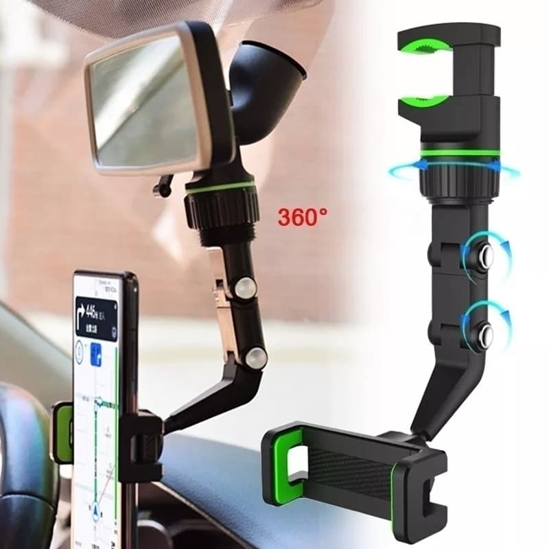 Suporte Celular Retrovisor 360 Graus Multifuncional Ajustável Veicular Carro