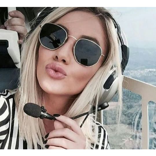 607 Óculos De Sol Hexagonais Feminina Vintage Masculino Moda quadrados Oculos