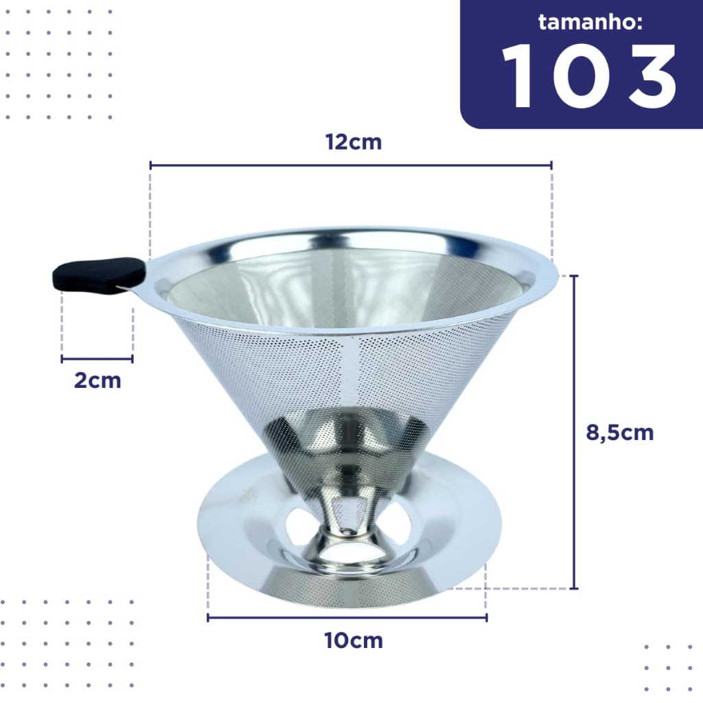 Filtro De Café 103 Inox - Coador de Café Grande Sem Uso De Papel - Mazzal