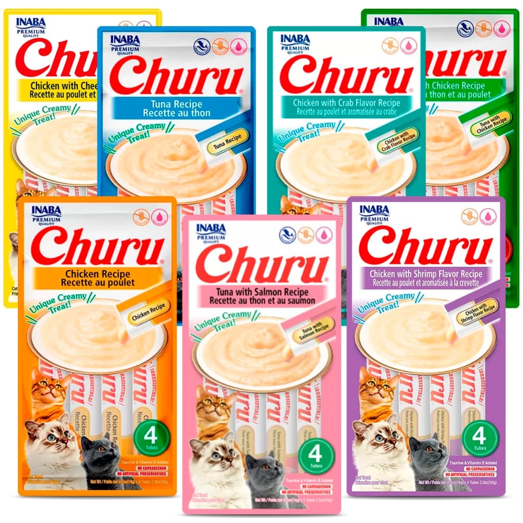 Petisco Para Gatos Churu 56g - Contém 4 Tubets De 14g Cada Unidade - Vários Sabores