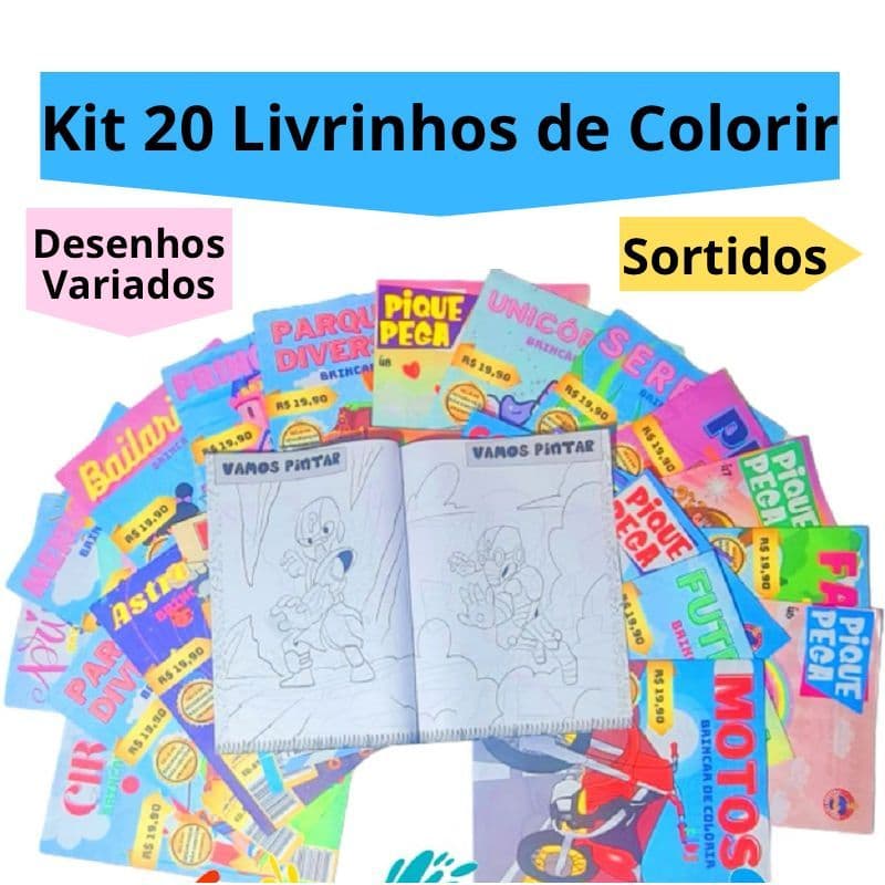 Kit 20 Revistinha Livro Educativo de Colorir Kit Festa Lembrancinha Infantil