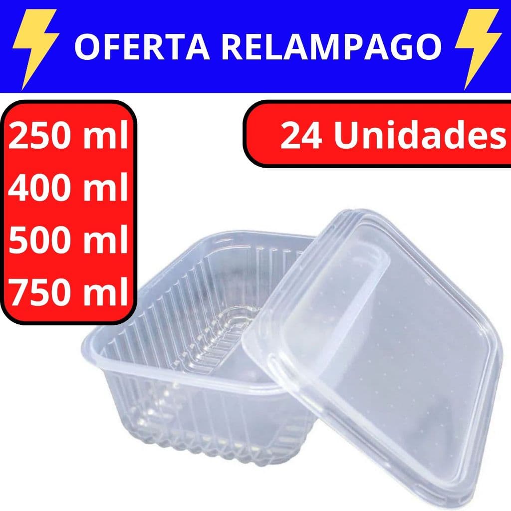 24 Pote Marmita Embalagem Descartável Fitness Fit Freezer Microondas Armazenamento Alimentos Comida