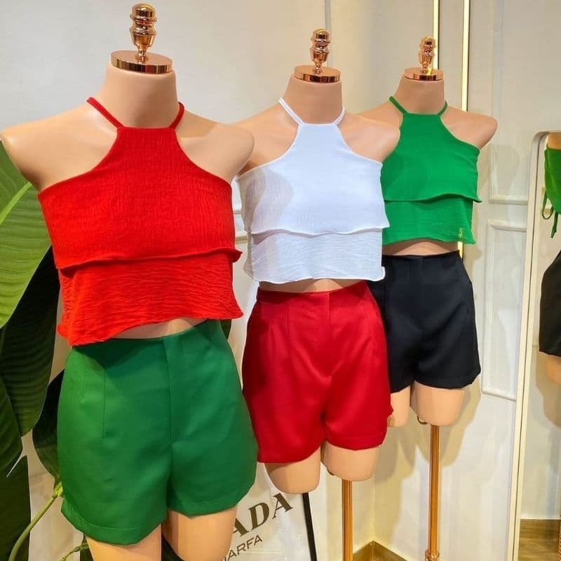 Short Feminino Alfaiataria Social Cintura Alta Super