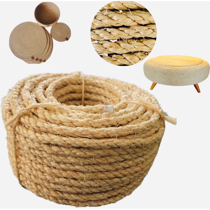 Corda Sisal Fibra 100% Natural 6mm - Corda Para Artesanato Decoração Rústica Arranhador De Gato e Entre Outros.