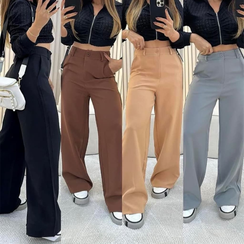 Calça Pantalona Alfaiataria Premium Com Bolso