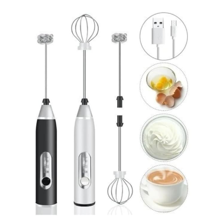 Batedor Misturador Mixer Elétrico portátil Recarregável Para Bebi Leite Café Ovo 2 em 1