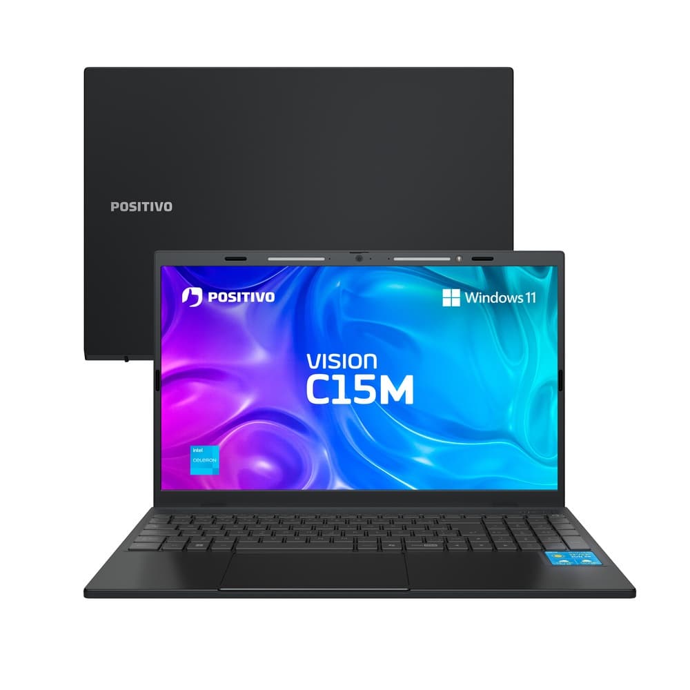 Notebook Positivo Vision C15M Intel Celeron N4500 8GB RAM 128GB eMMC 15,6'' Full HD W11 Minitela e Tecla Copilot Cinza