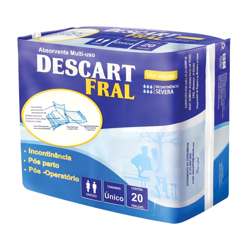 Absorvente Pós Multi-uso Descart Fral - 20 UNIDADES.