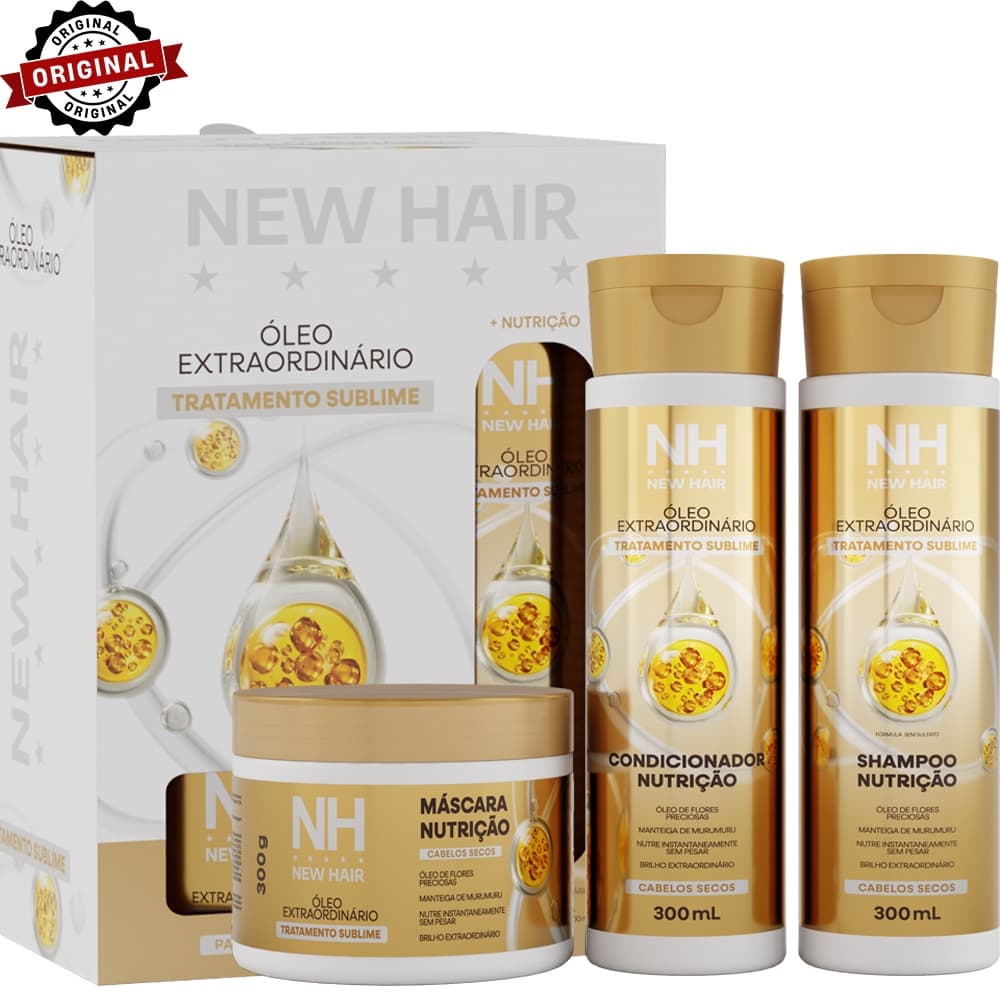Kit Capilar Óleo Extraordinário NEW HAIR (3 itens) - Shampoo, Condicionador e Máscara