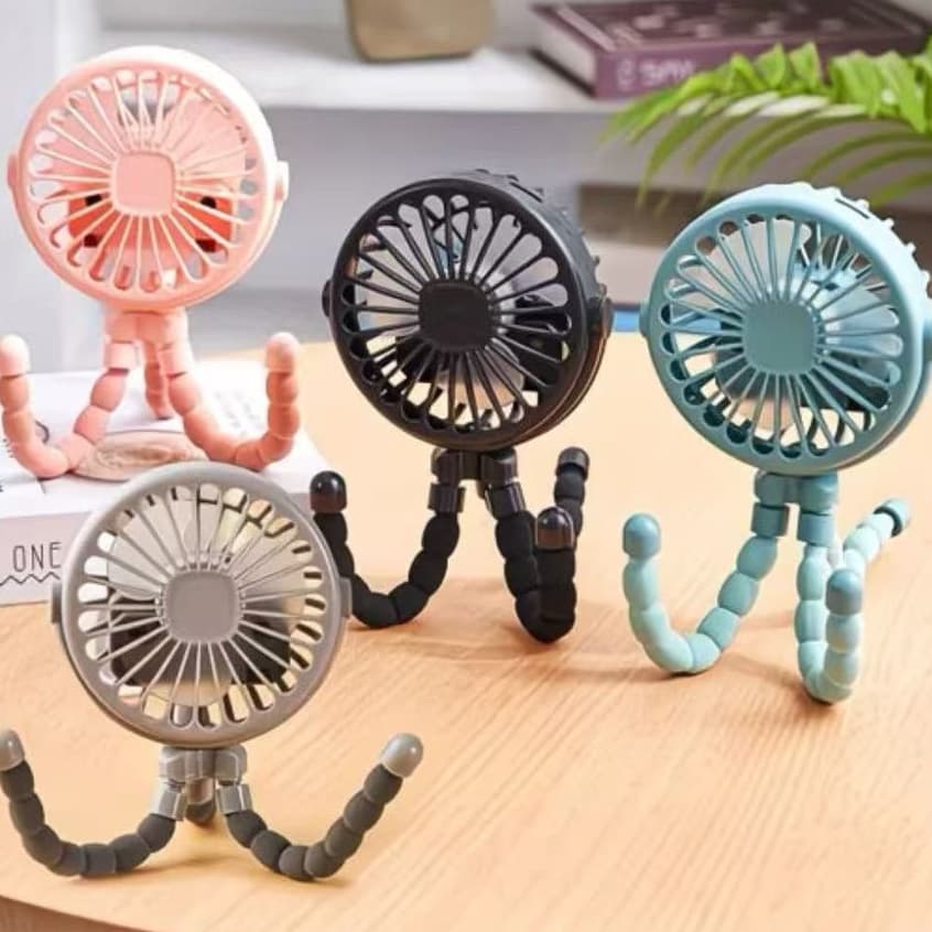 Ventilador Para Carrinho De Bebê - USB, 3 Velocidades, Garra 360° Ajustável