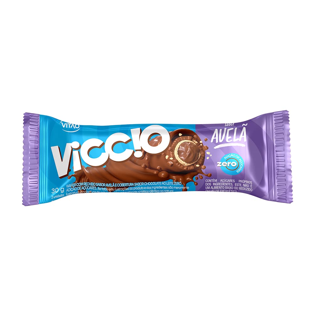 Rolinho Chocolate Avelã Zero Açúcar Viccio 30 g
