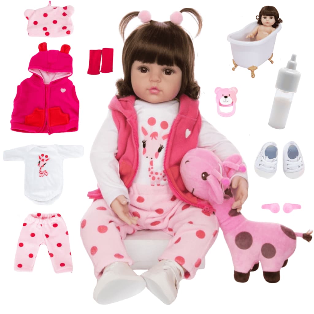 Bebê Reborn Boneca Realista Girafinha Luxo Em Silicone Pode Dar Banho