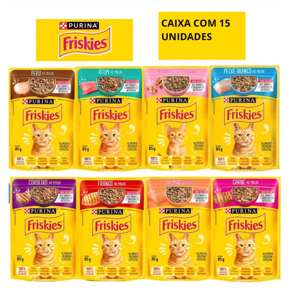 Sachê Friskies para Gatos – Kit com 15 Unidades