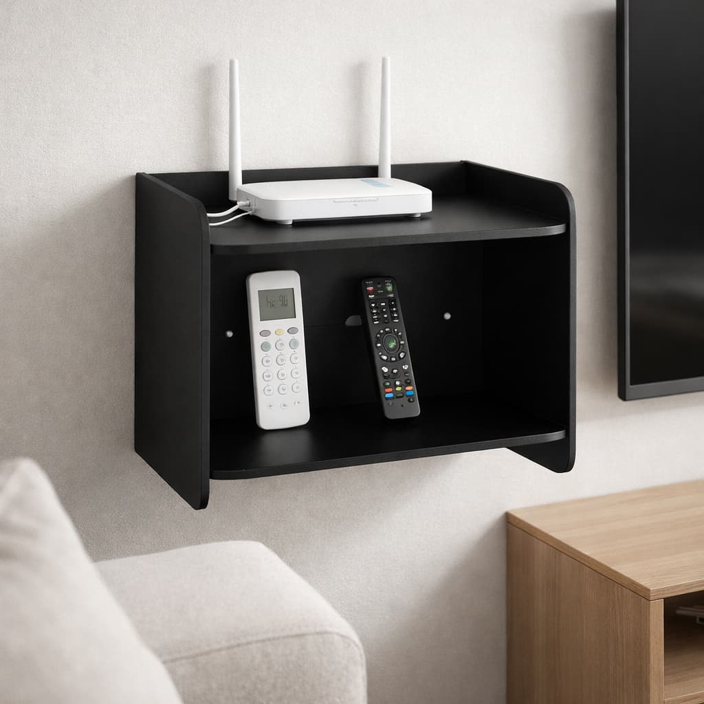 Suporte Roteador Parede Wi-Fi e Controles MDF Organizador Decorativo