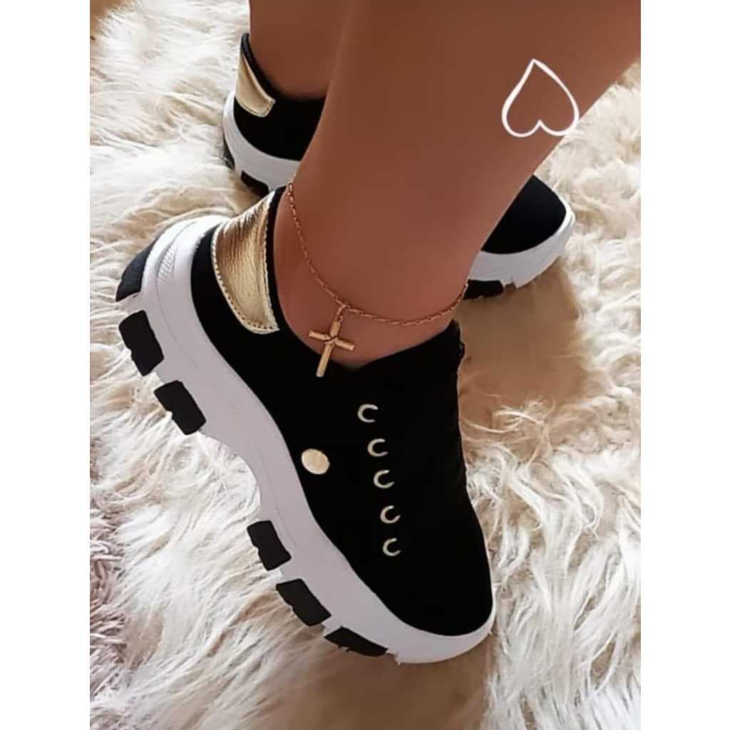 Tenis Feminino Casual Plataforma Estiloso Na
