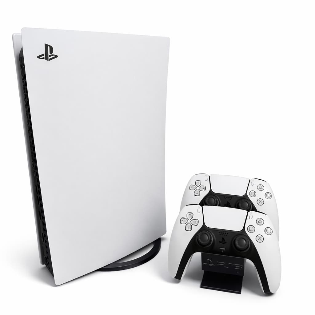 Suporte Base Vertical PS5 + Suporte 2 Controle de Mesa DualSense Pro/ Slim/ Standard com Mídia