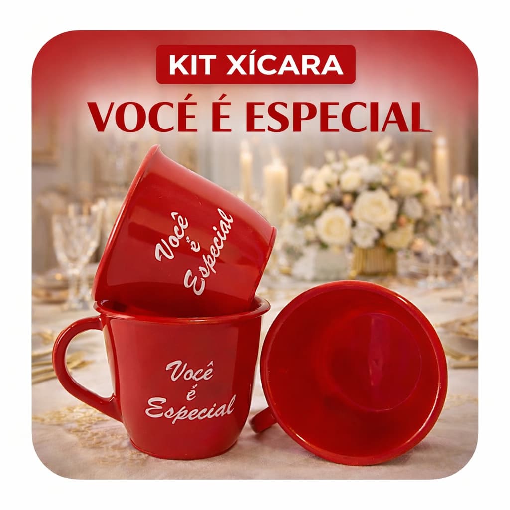 Kit 20/30 Xícara Você é Especial Vermelho Acrílico 70ml - Café Chá Decoração
