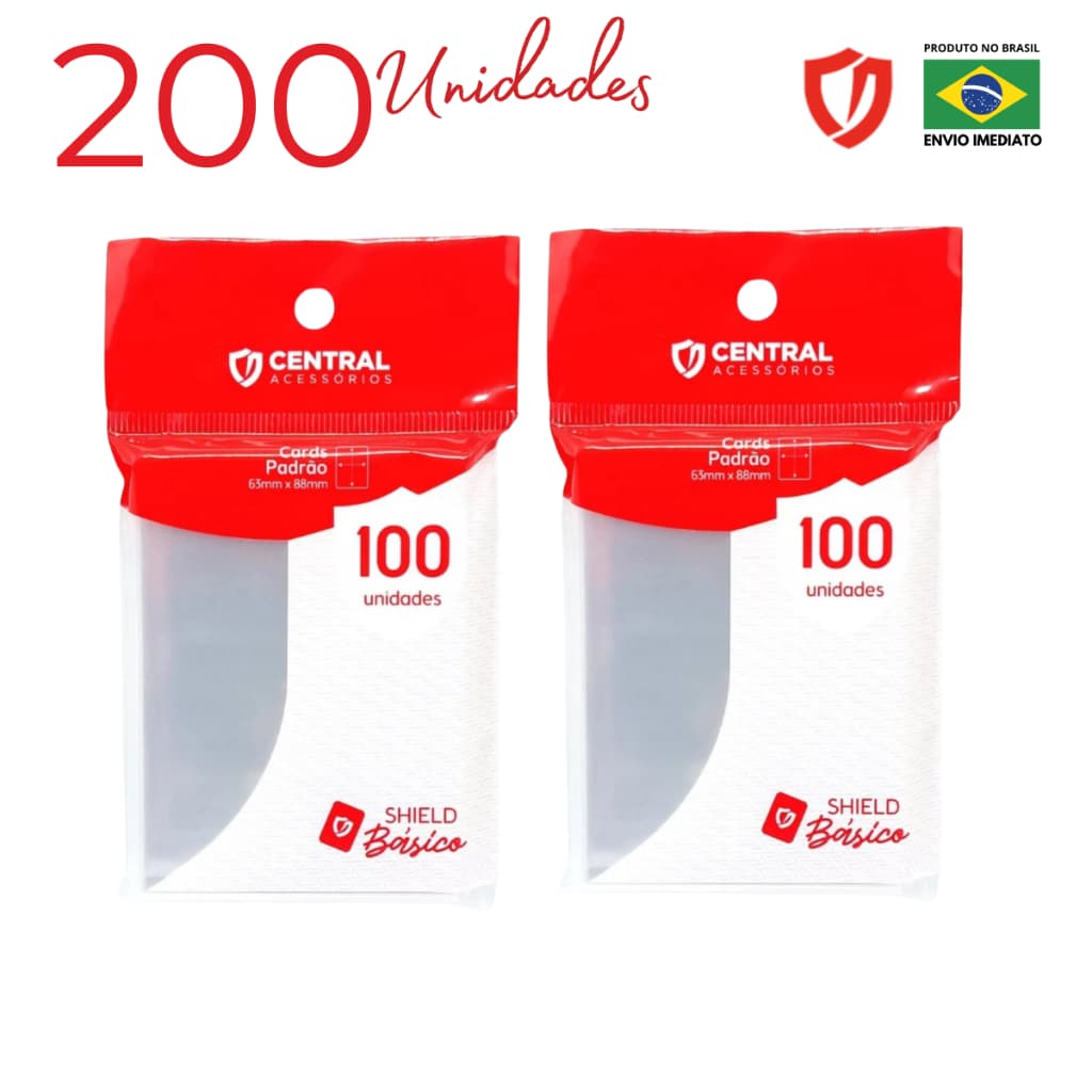 Sleeve Central Shields Básico 63mm x 88mm 100 Protetor de Carta Transparente Tamanho Padrão Pokemon Magic TCG