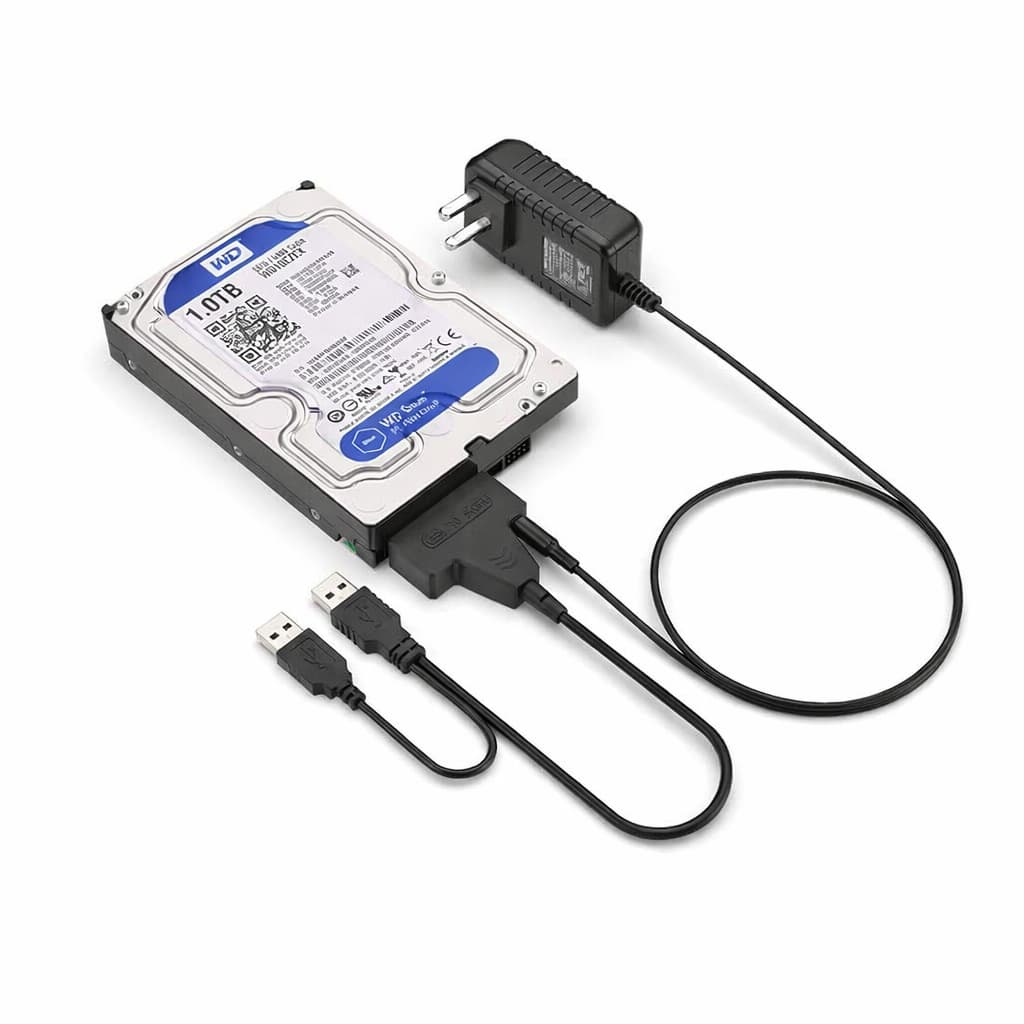 Cabo Sata Dual USB 2.0 3.0 + Fonte De Energia P4 12V 3A HDD Desktop SSD 2.5 e 3.5 até 2TB
