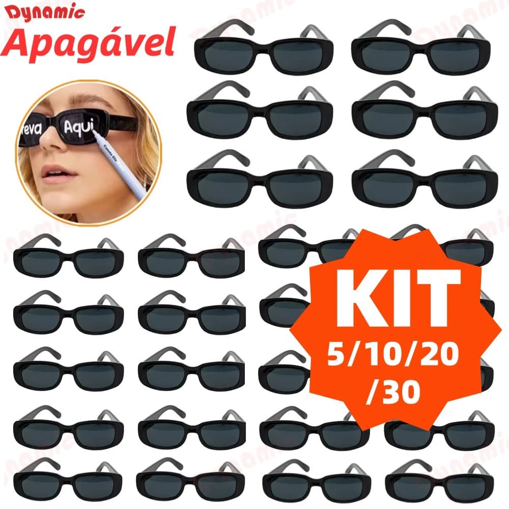 Kit 30/20/10/5 Oculos Vintage Retro Preto Liso + Caneta Giz Festa Casamento Festa Balada Formatura Casamento Aniversário