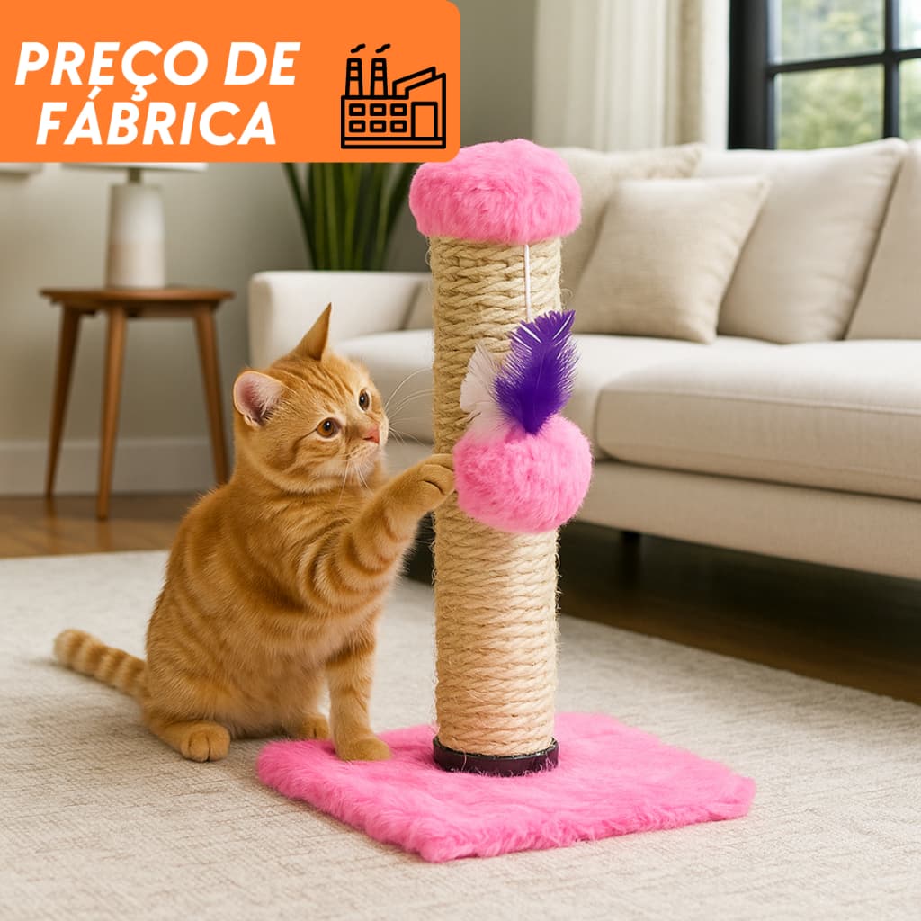 Arranhador Para Gatos Poste com Brinquedo Sisal Exclusivo Pet