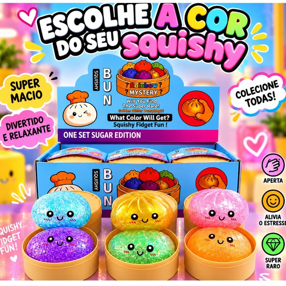 8.5cm Squishies De Bolinho Caixa De Brilho Gigante Brinquedos Sensoriais Coloridos Bola De Alívio De Estresse Presente