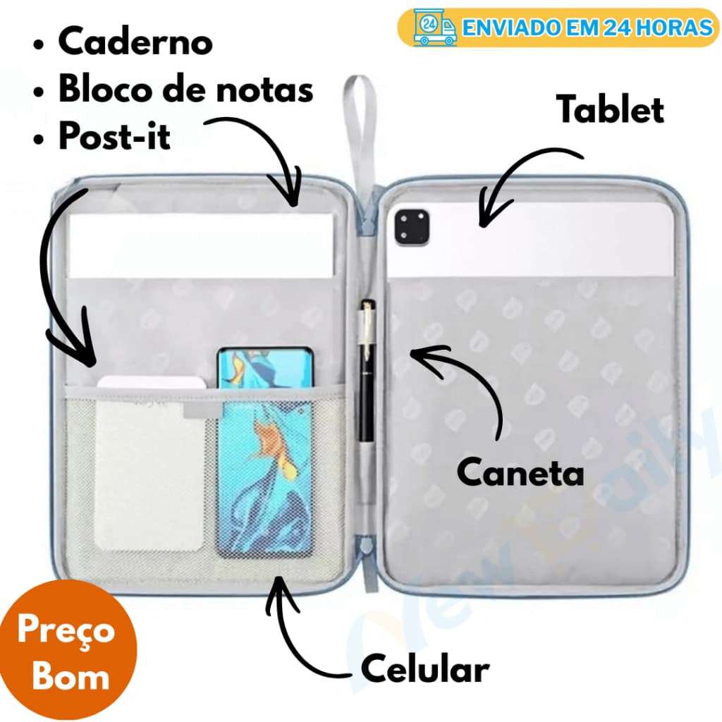 Capa Case Bolsa Pasta Para Tablet Galaxy Xiaomi 6PRO /Redmi pad SE/ Pro 12.1 iPad 7-10 à Pro 13” Polegadas