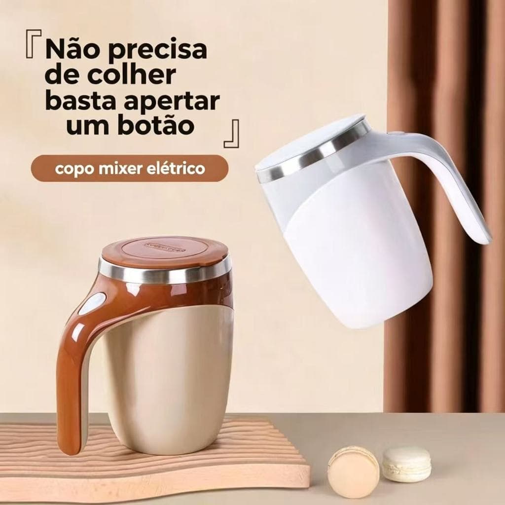 Caneca Misturadora Automática Elétrica USB Bateria Recarregável Mixer Café 380ml