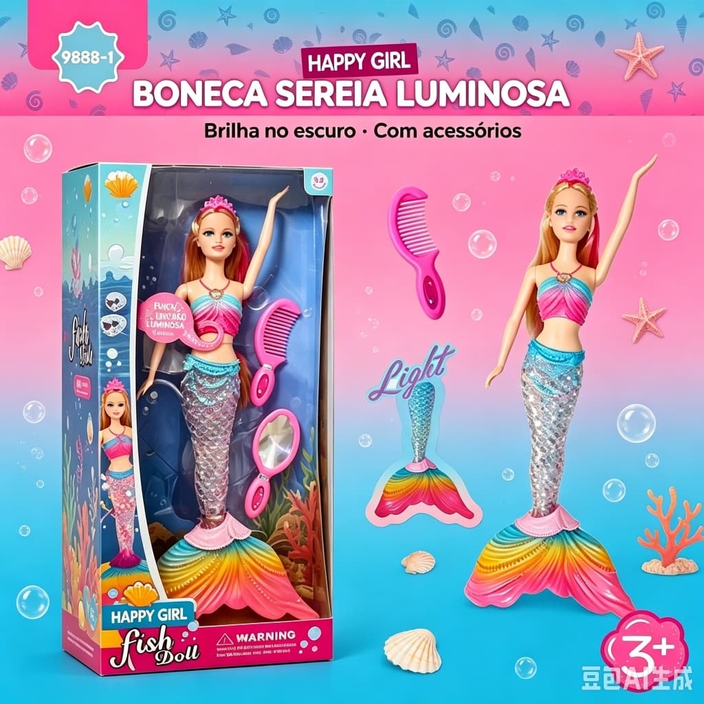 boneca SEREIA com luz e som/ brinquedo infantil/bonecas WJ47