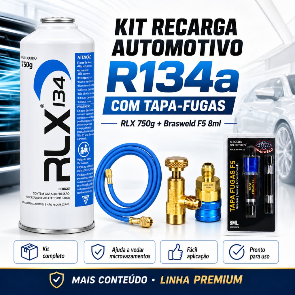 Kit Aplicador P/ Recarga Ar Condicionado Automotivo Com Selante Tapa Fugas