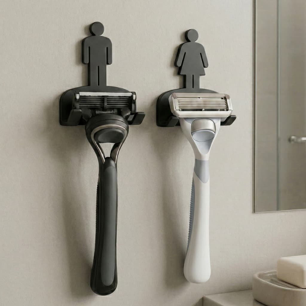 Suporte para Lâmina de Barbear Parede com Fita 3M Organizador Banheiro Barbeador Masculino Feminino