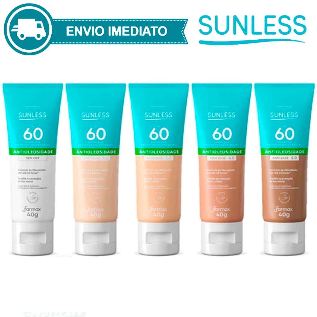 Protetor Solar Facial FPS 60 Antioleosidade com Base Efeito Matte Sunless 40g