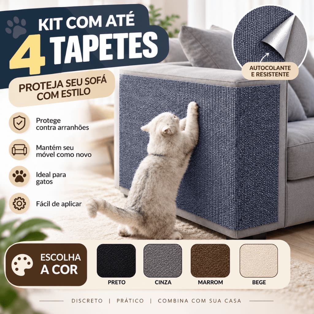 1 a 4 Tapete Arranhador Gato Sofa Adesivo Protetor Cama Móveis