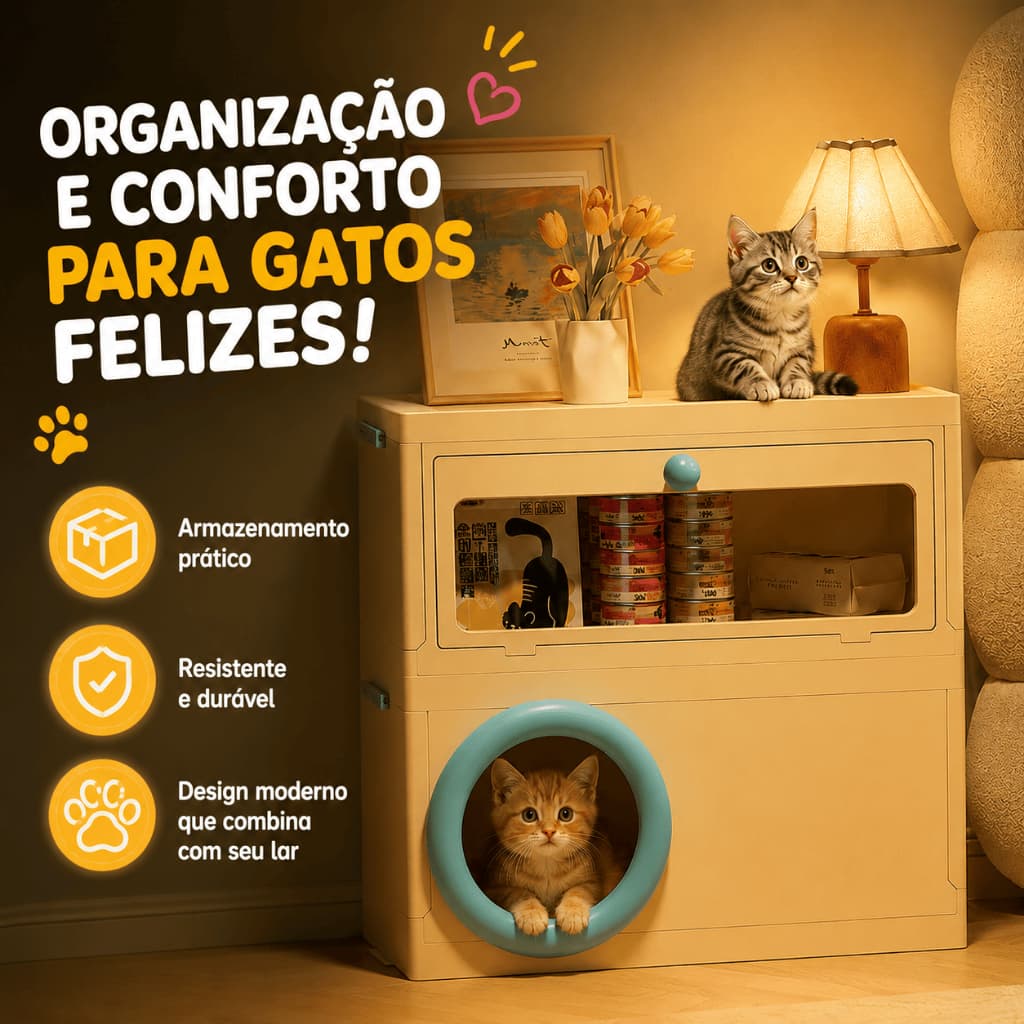 Casinha de Gato 2 Andares Dupla com Arranhador Grande Mansão Felina