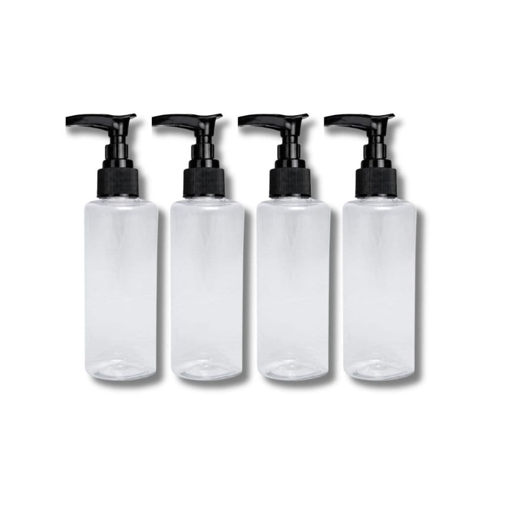 Kit 4 Frascos Tampa Válvula Pump 100ml Cilíndricos Viagem Sabonete Liquido Skincare Shampoo- novo