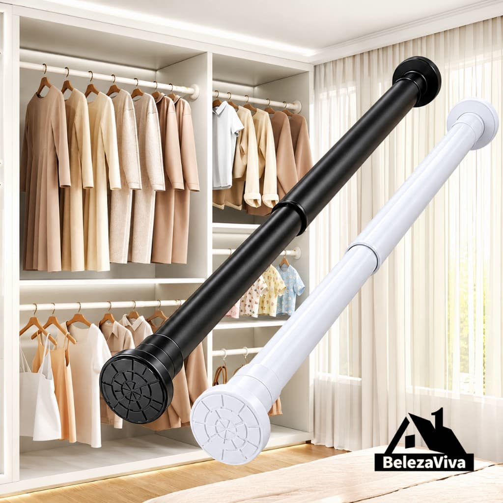 Varão Extensivel Ajustável Porta Cortina Multiuso para Box Banheiro Lavanderia e Guarda-Roupa SSG