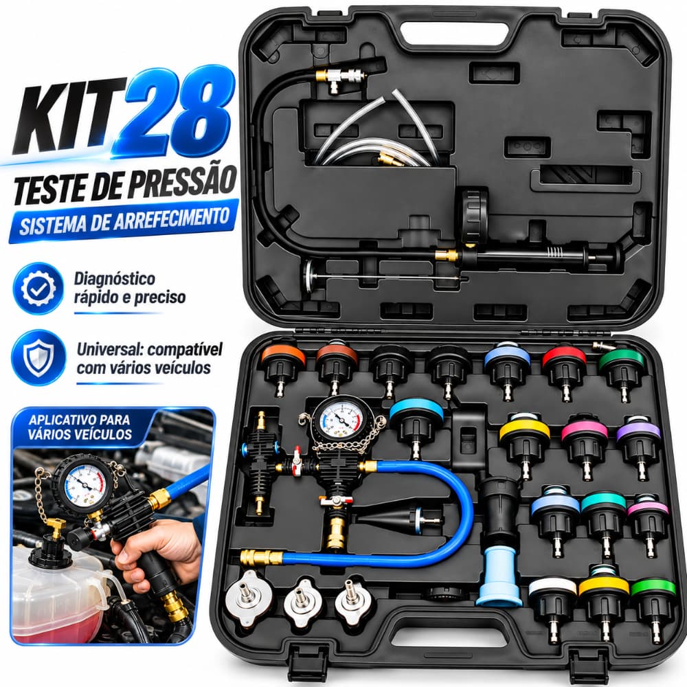 Kit 28/18 Peças Teste de Arrefecimento para Radiador Universal Vazamento e Pressão