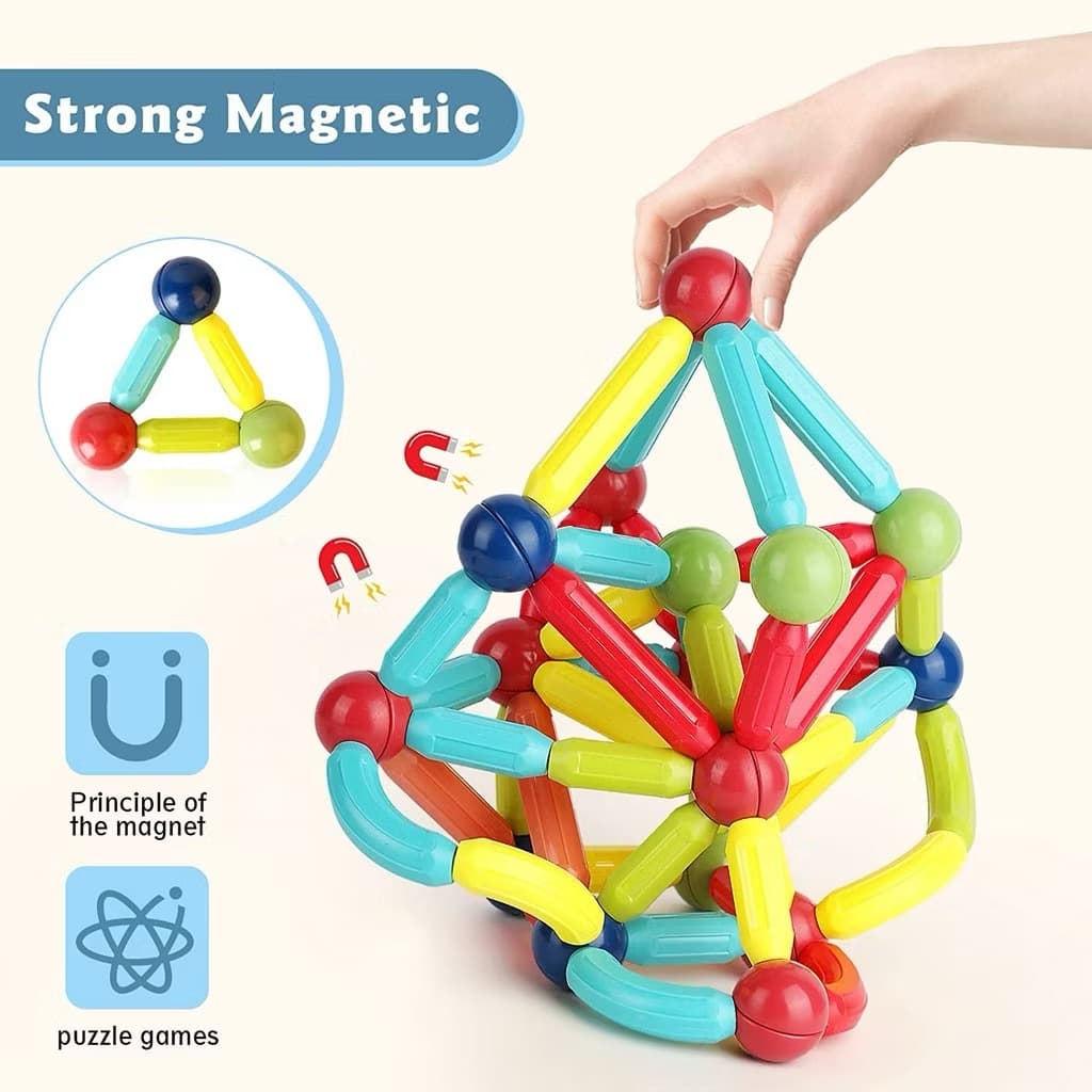 Blocos de Montar Magnético Construção Bastãos e Bolas Brinquedo Educativo Infantil