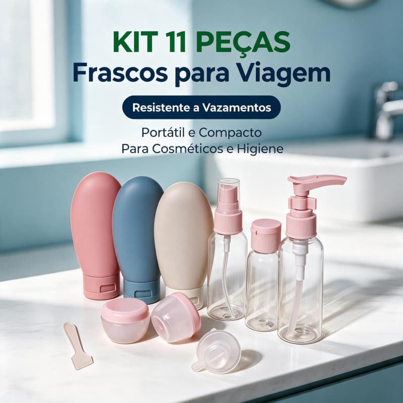 Kit 11 Peças Frascos para Viagem À Prova de Vazamento Recipientes Portáteis para Cosméticos Shampoo Creme