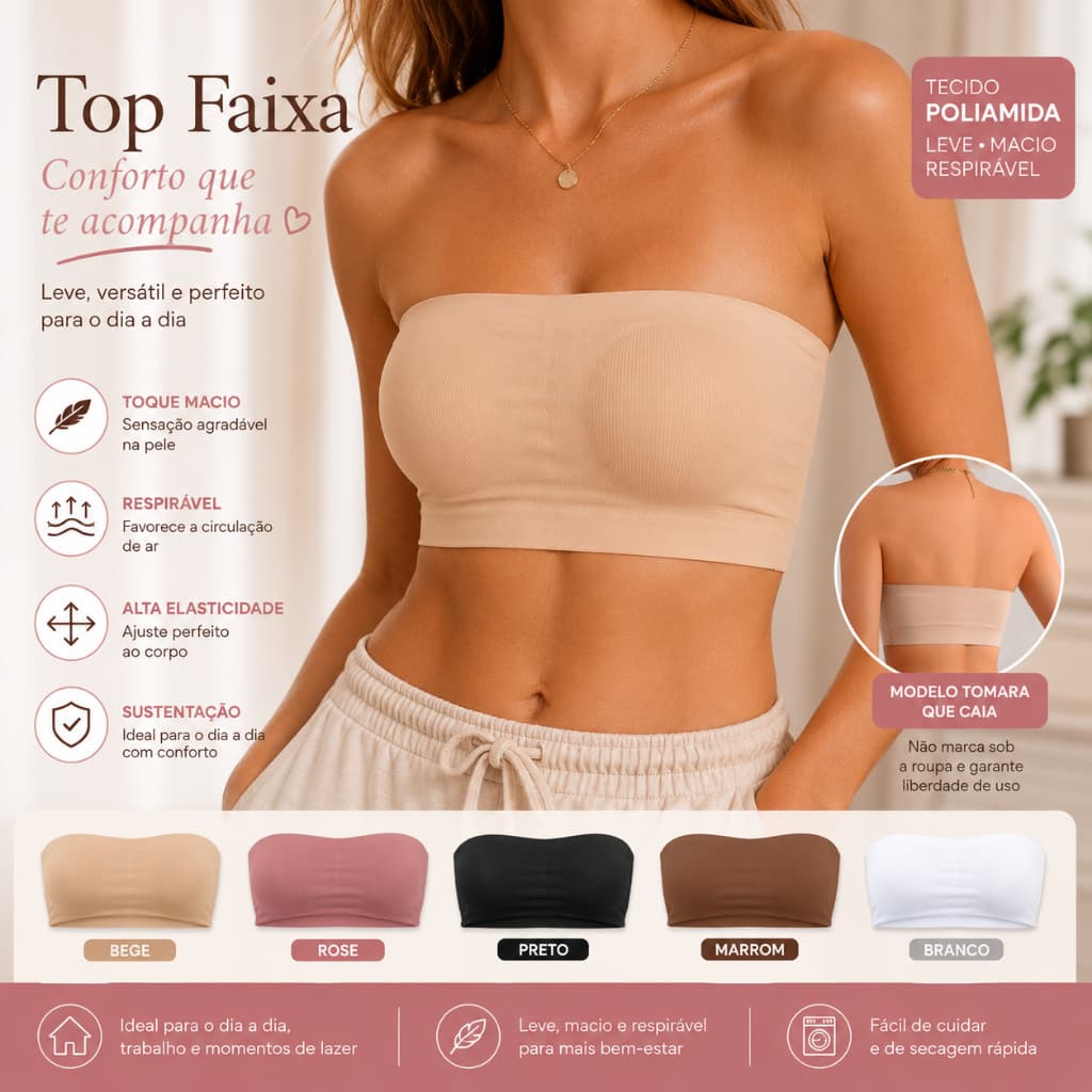 kit com 3 sutia topi faxa sem custura