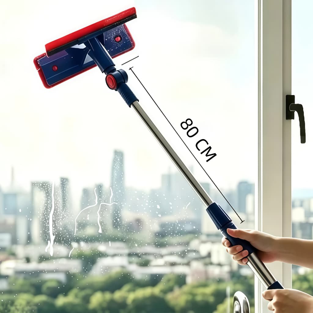 Rodo Limpador de Vidro Extensível Rotativa 360° Limpeza de Vidro Externo para Apartamentos Altos Domé