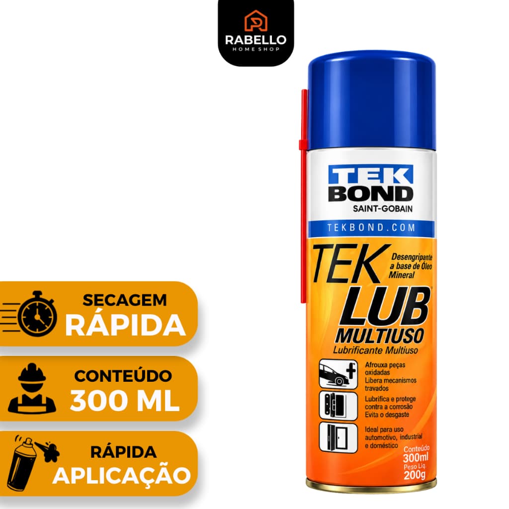 Desengripante Spray 300ml Lubrificante Óleo Multiuso Antiferrugem Anticorrosivo Aerosol TekBond