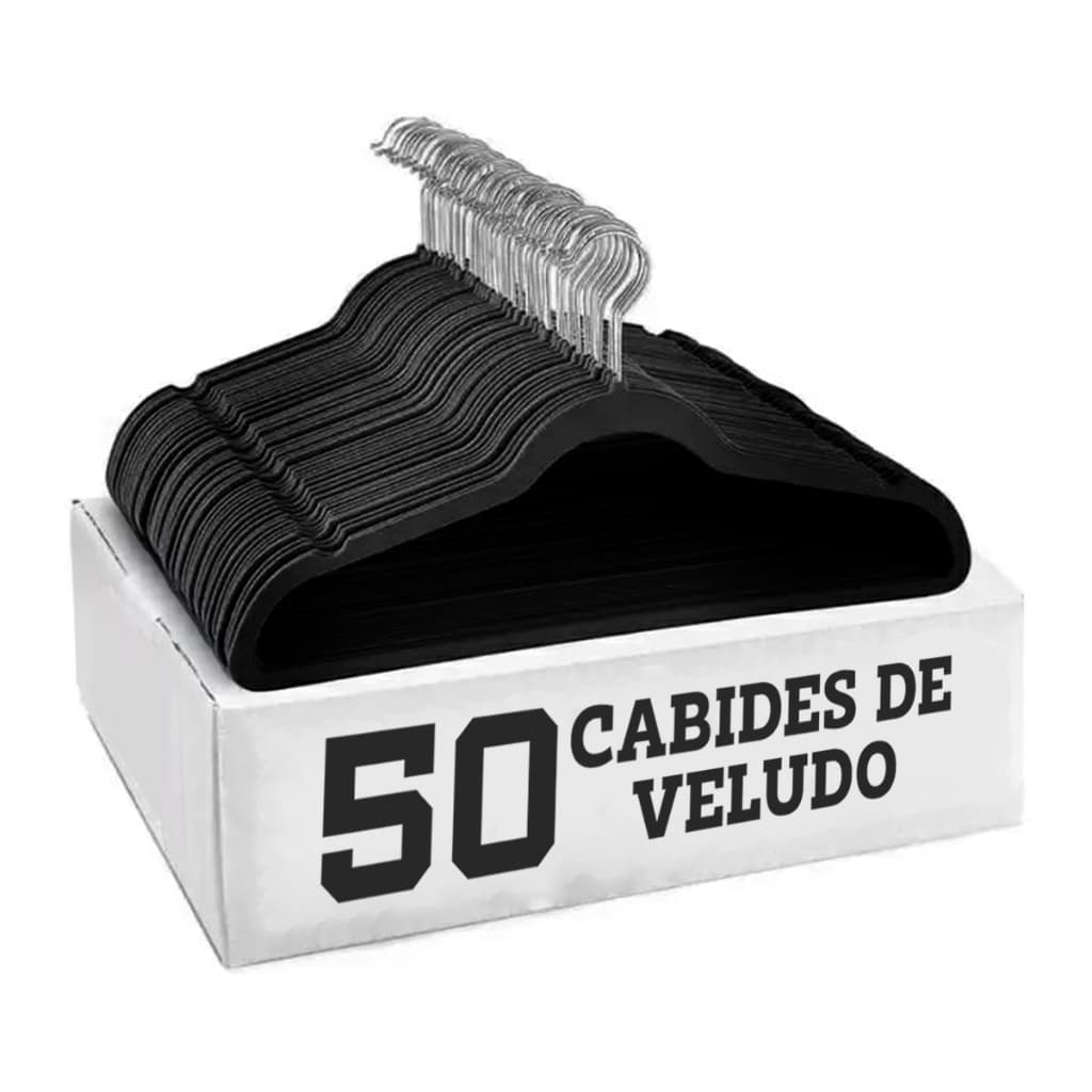 Kit 50 Cabides Veludo De Roupa Antideslizante Slim Adulto Gancho 360°