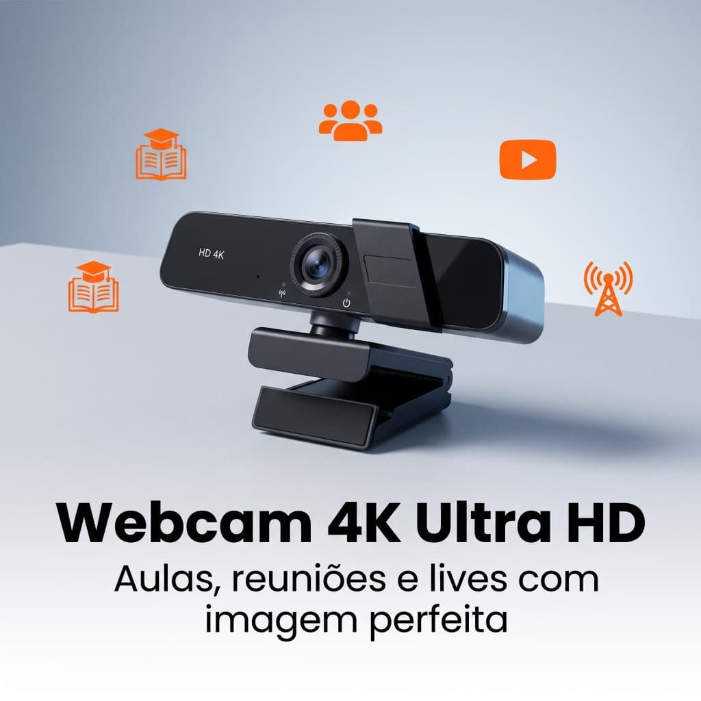 Câmera Webcam 4K Ultra HD USB com Tampa de Privacidade para PC e Notebook 3840x2160p (SIGMA-W780M)